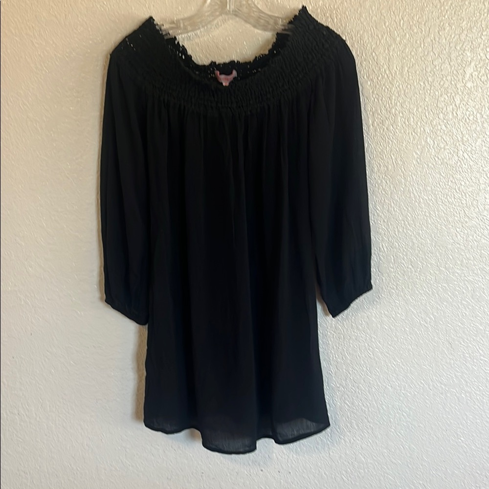 COPY - NWT re:named Black Off Shoulder 3/4 Sleeve Tunic Blouse or mini dress Si…